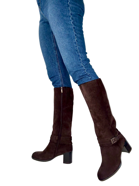 heeled knee high boots