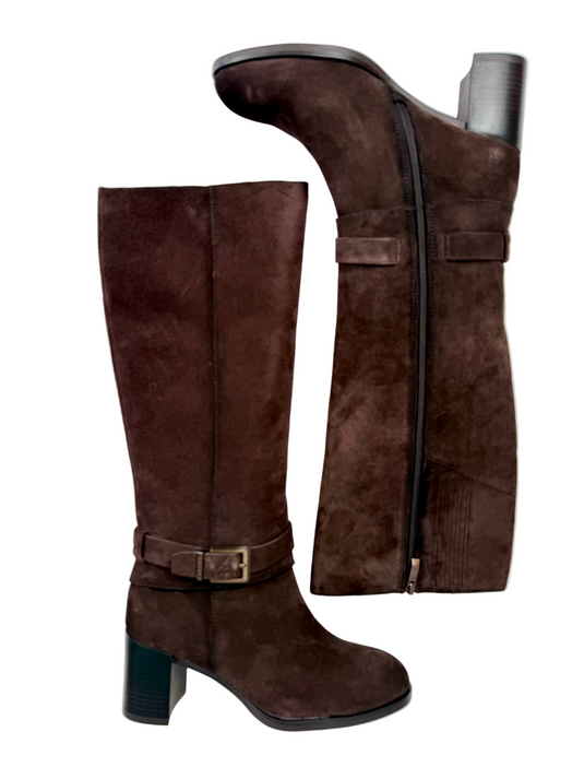 brown suede knee high boots