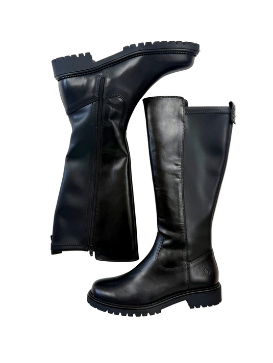 black ladies knee high boots