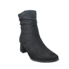 black suede block heeled boots