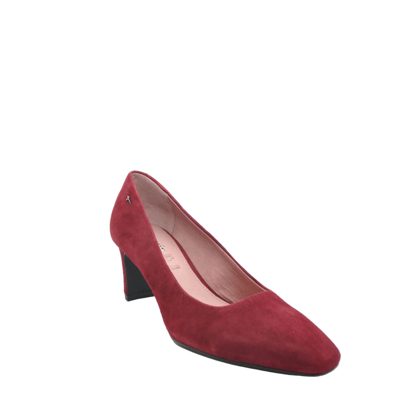 Load image into Gallery viewer, red suede heeled shoes
