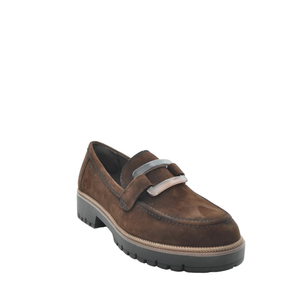 brown suede loafers