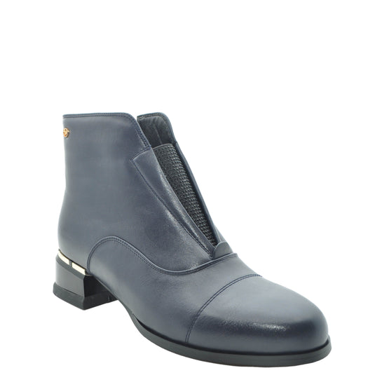 navy block heeled boots