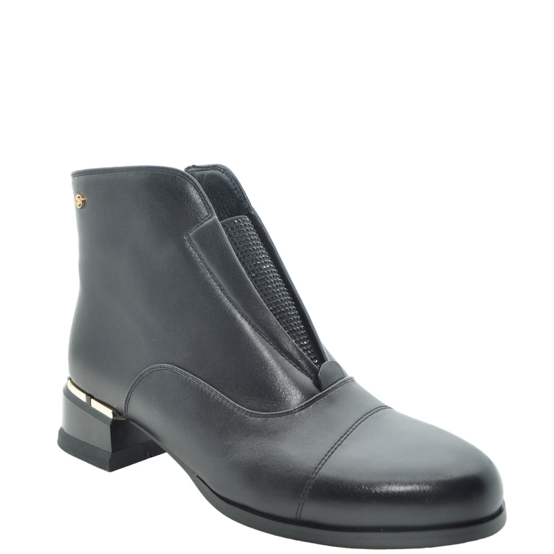 Load image into Gallery viewer, black block heeled boots
