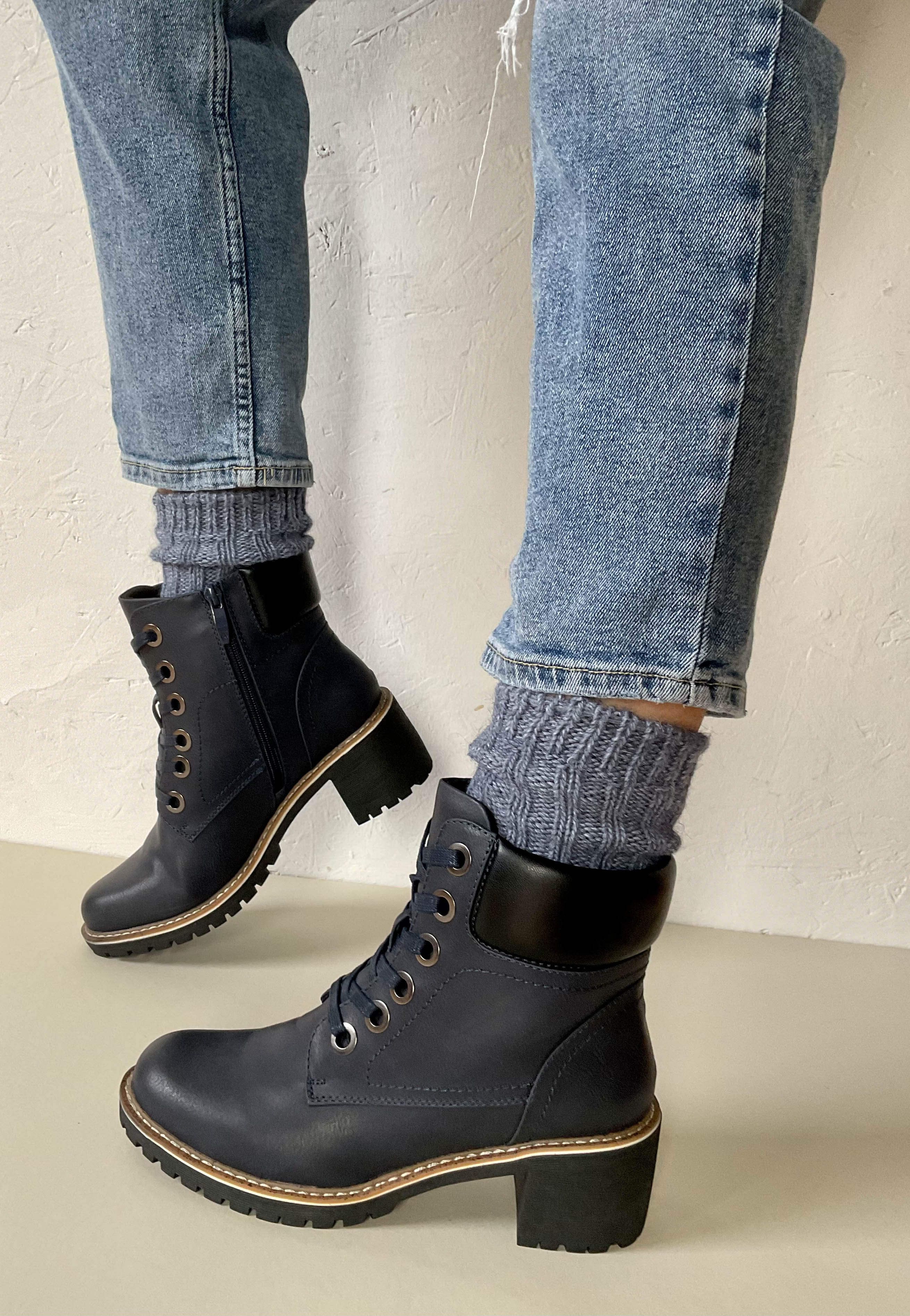 navy womens ankle boots