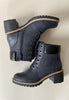 navy block heel boots