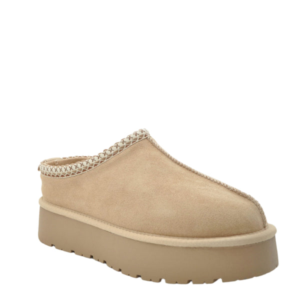 beige platform slippers