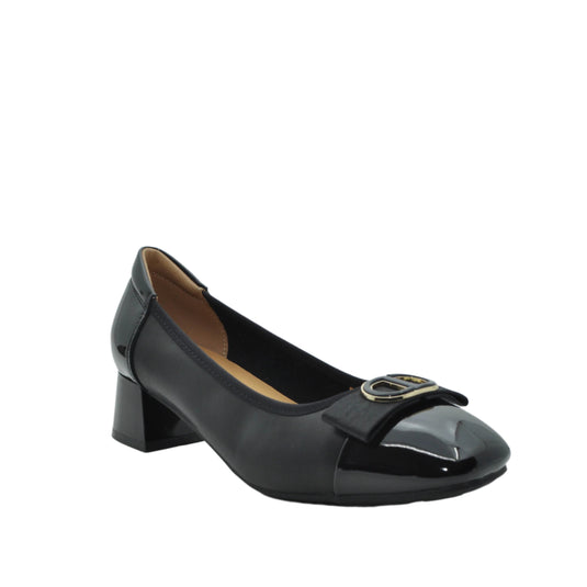 black heeled shoe