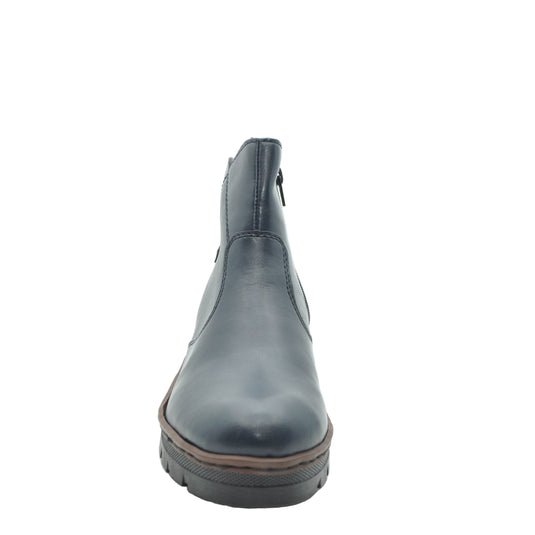 navy wedge boots
