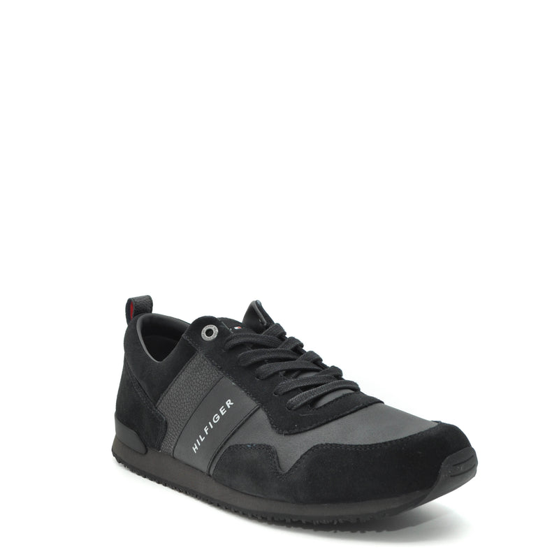 Load image into Gallery viewer, black leather trainers mens
