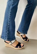 Load image into Gallery viewer, tommy hilfiger navy wedge sandals
