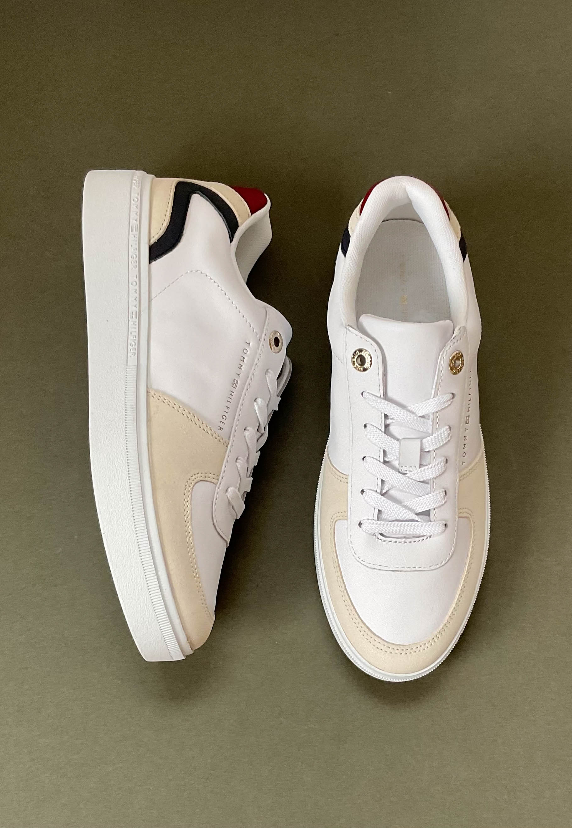 tommy hilfiger white trainers to wear with dresses
