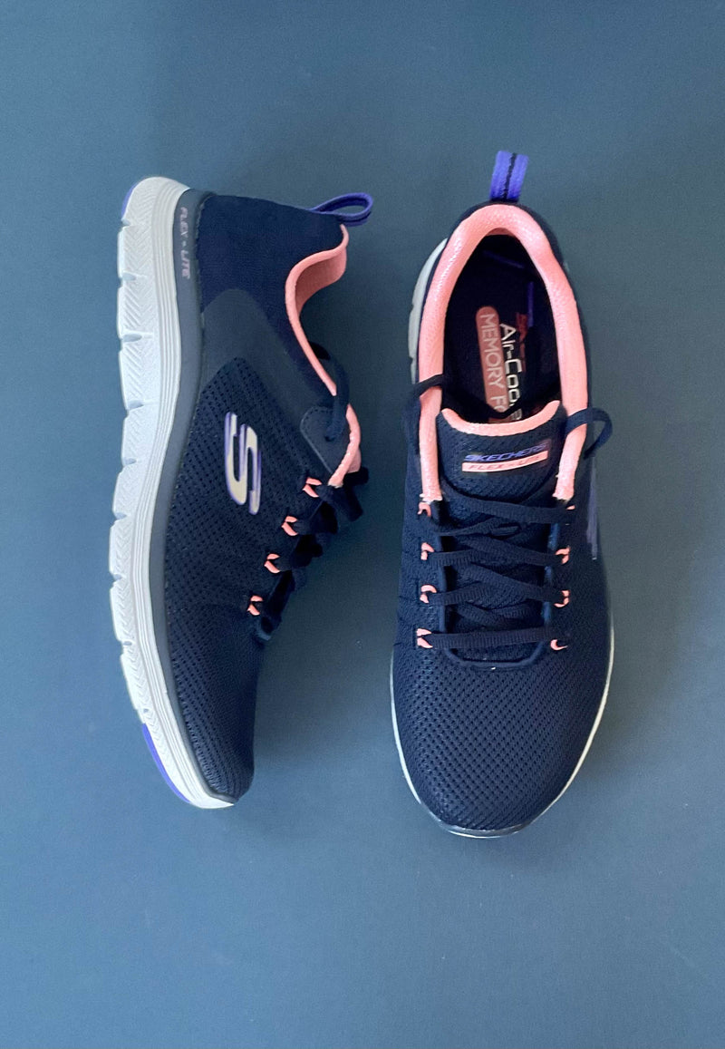 Load image into Gallery viewer, skechers navy trainers
