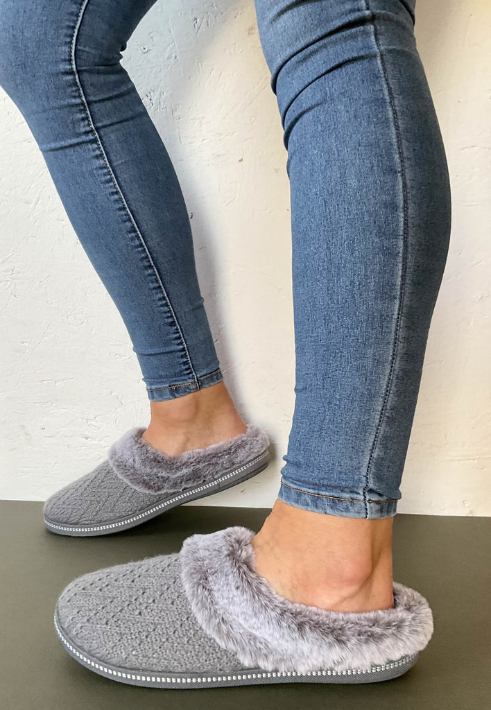 grey womens slippers