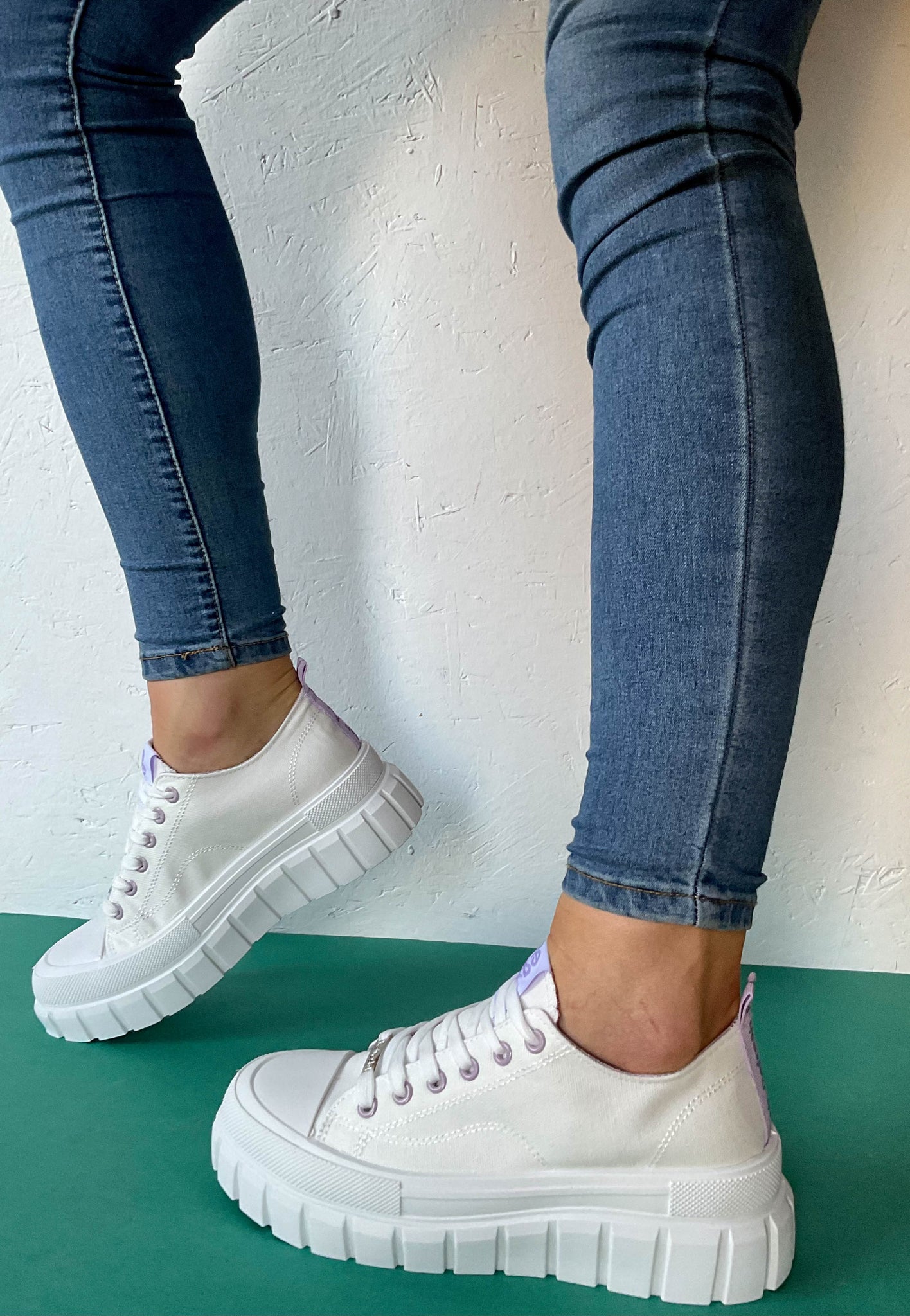 Denim Canvas Flatform Trainer from Refresh