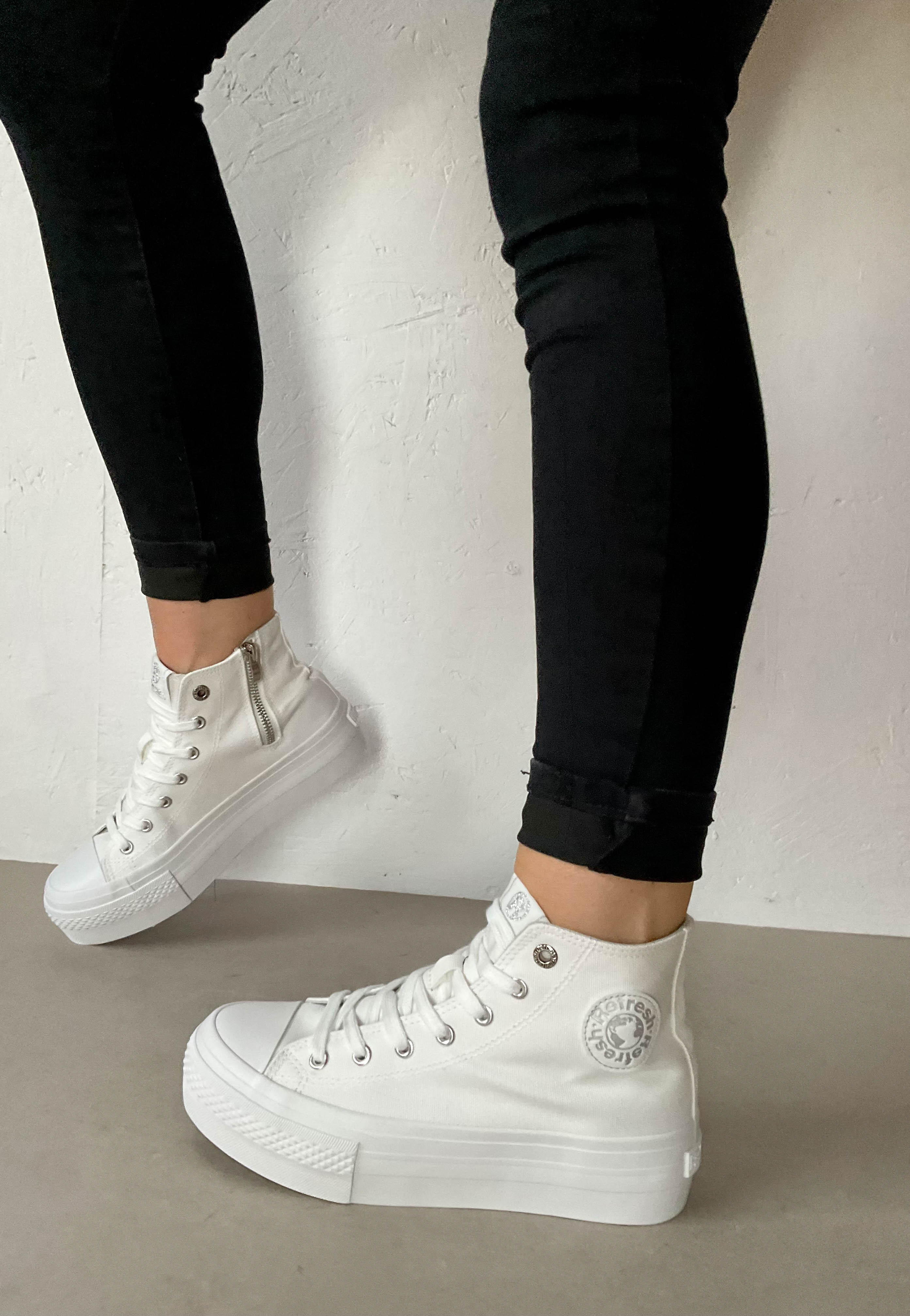 refresh white canvas boots