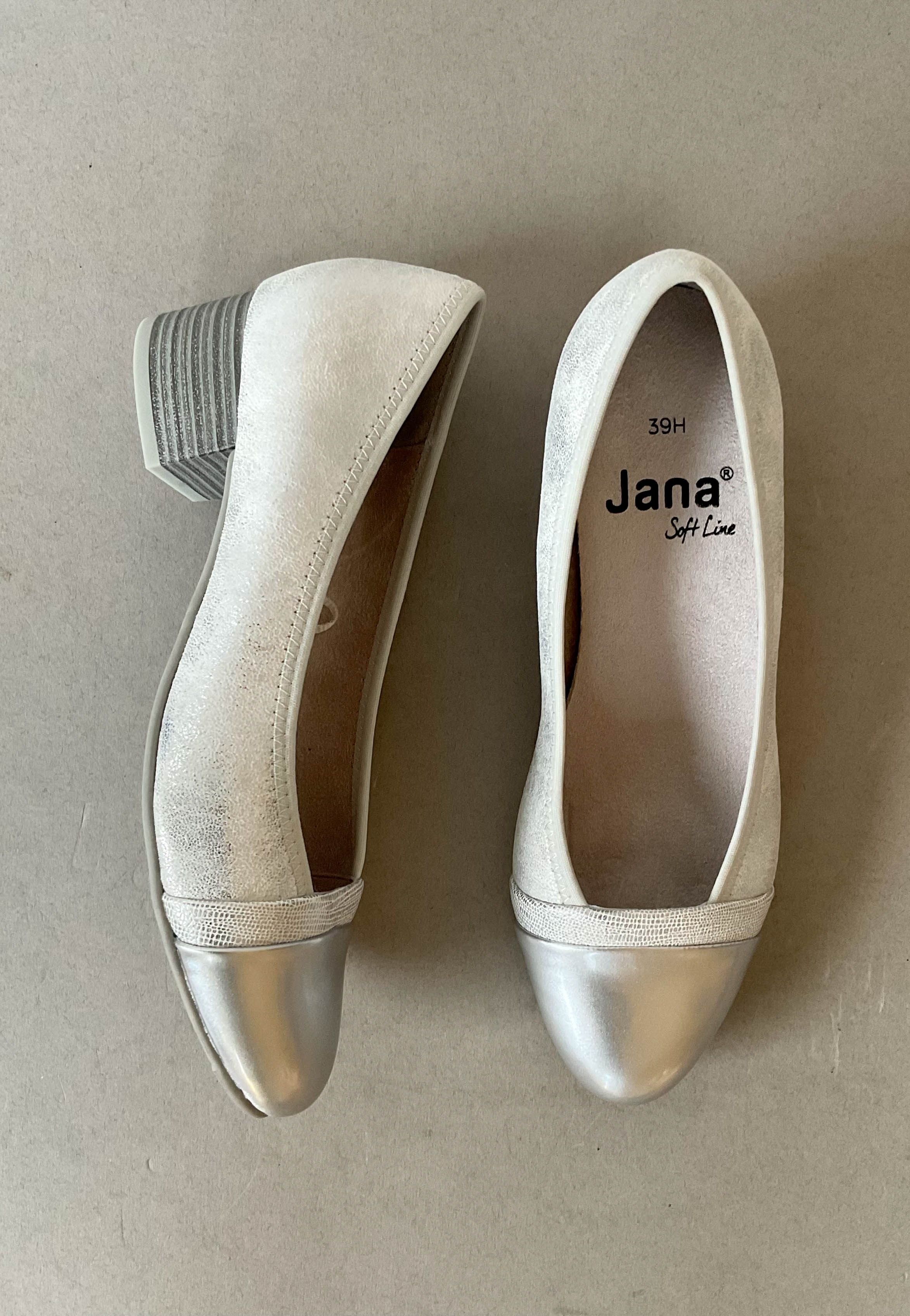 jana wide fit silver heels