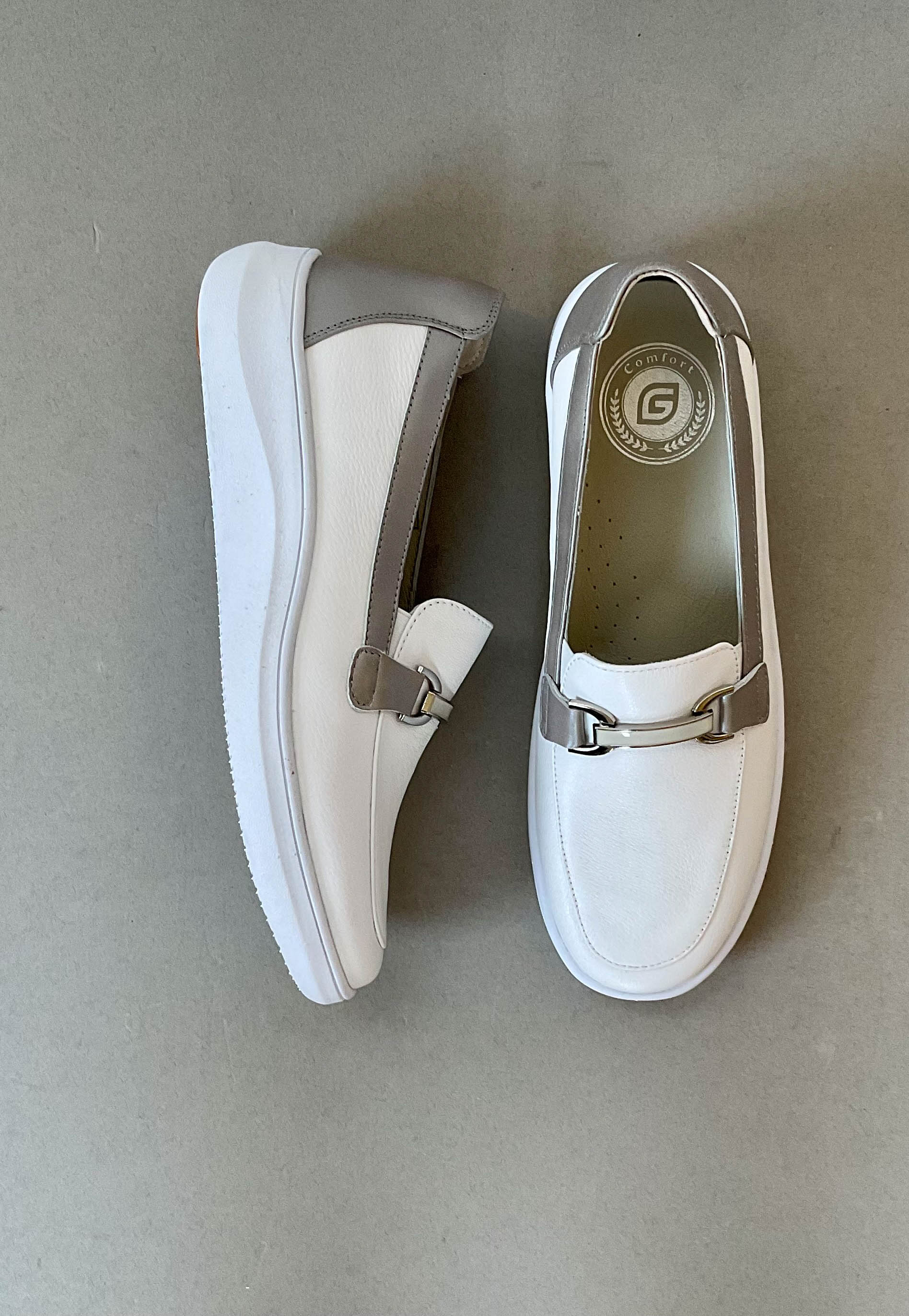 G comfort white shoes