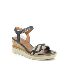 Load image into Gallery viewer, Tamaris navy wedge sandal
