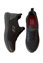 Load image into Gallery viewer, black work shoes skechers