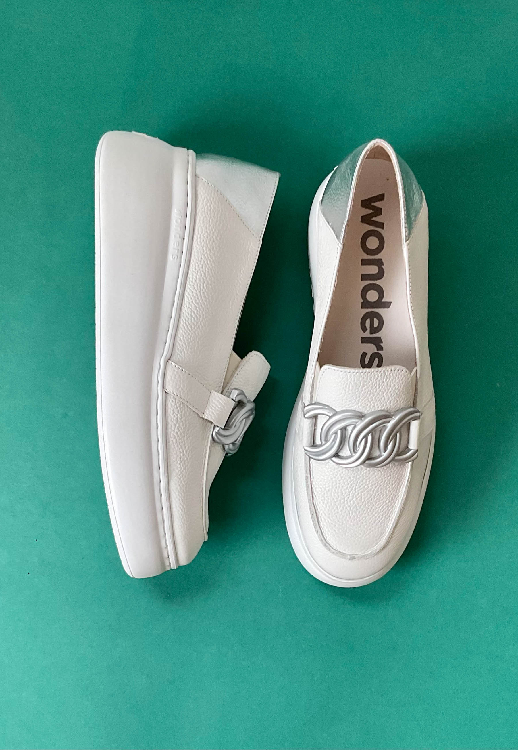 wonders white leather shoes
