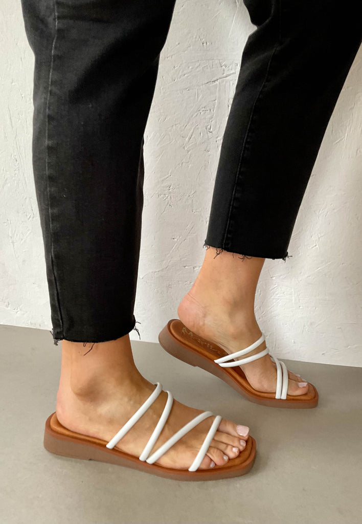 Marila white flat sandals