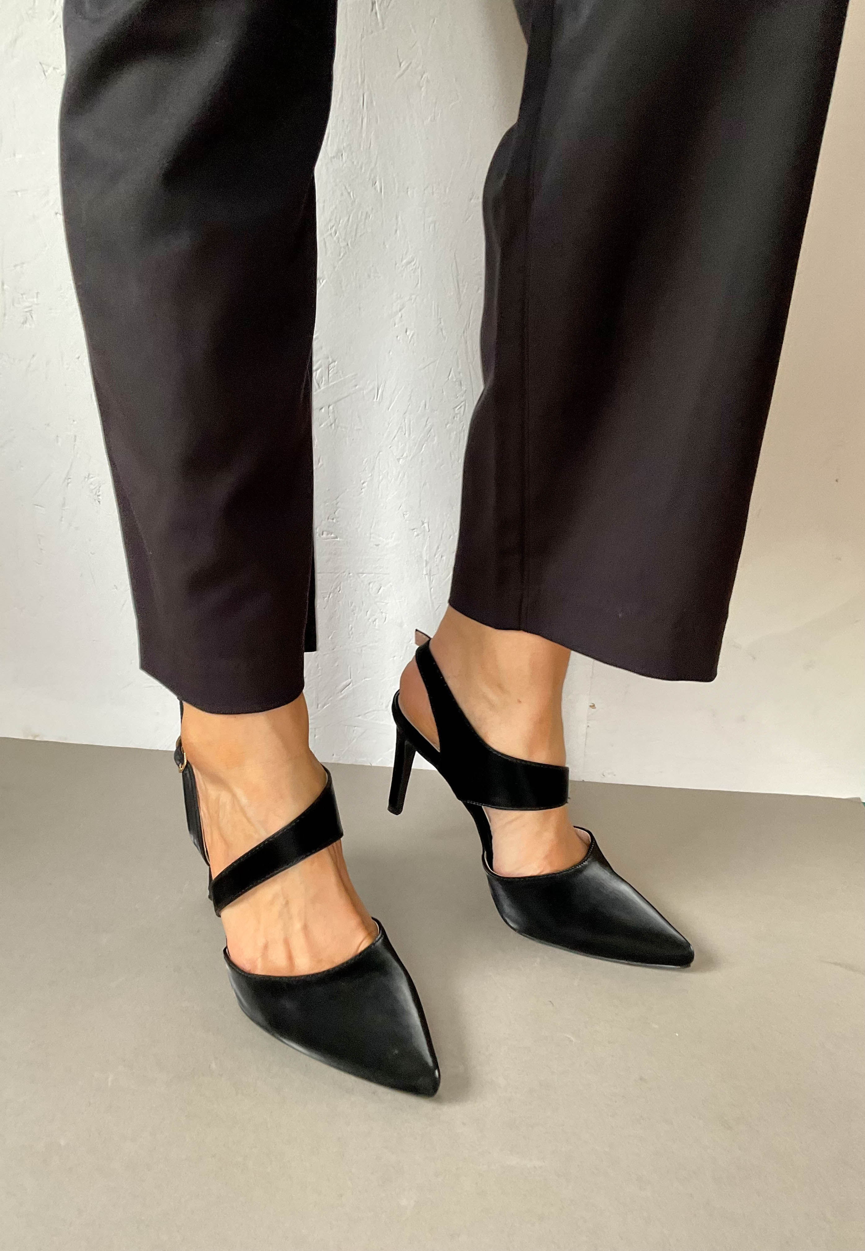 sorento black sling back heels