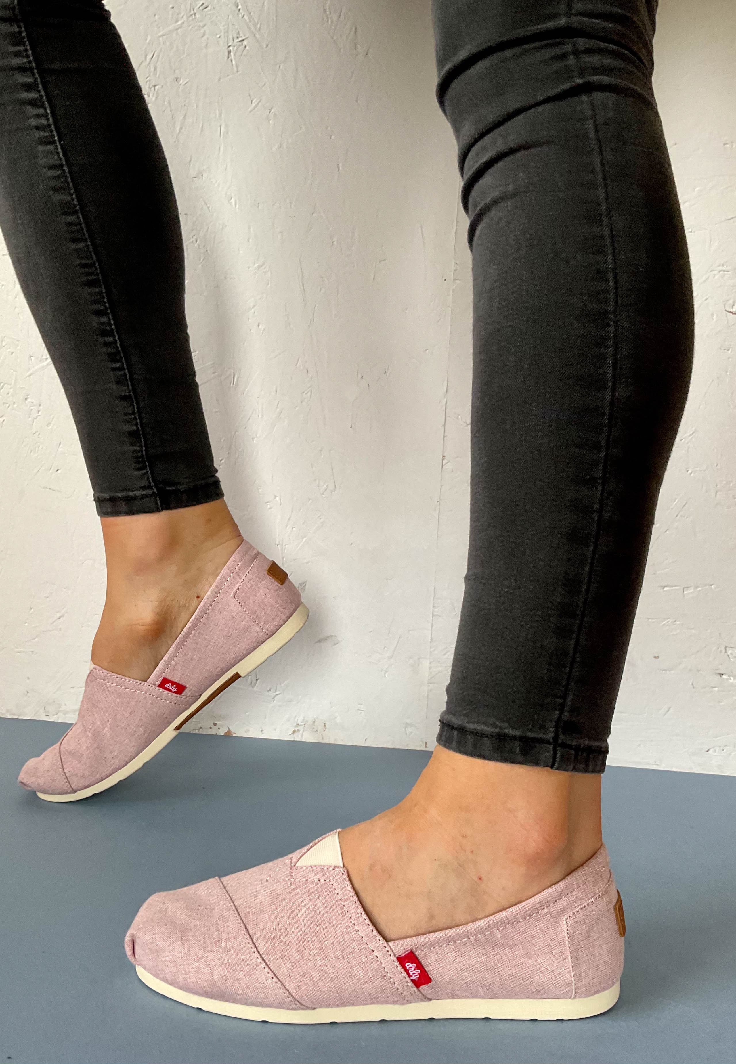 pink flat canvas shoes drilleys