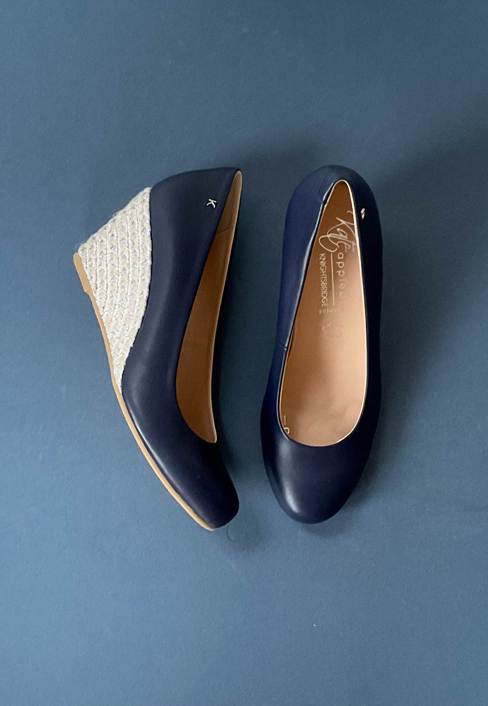 kate appleby navy low wdge shoes