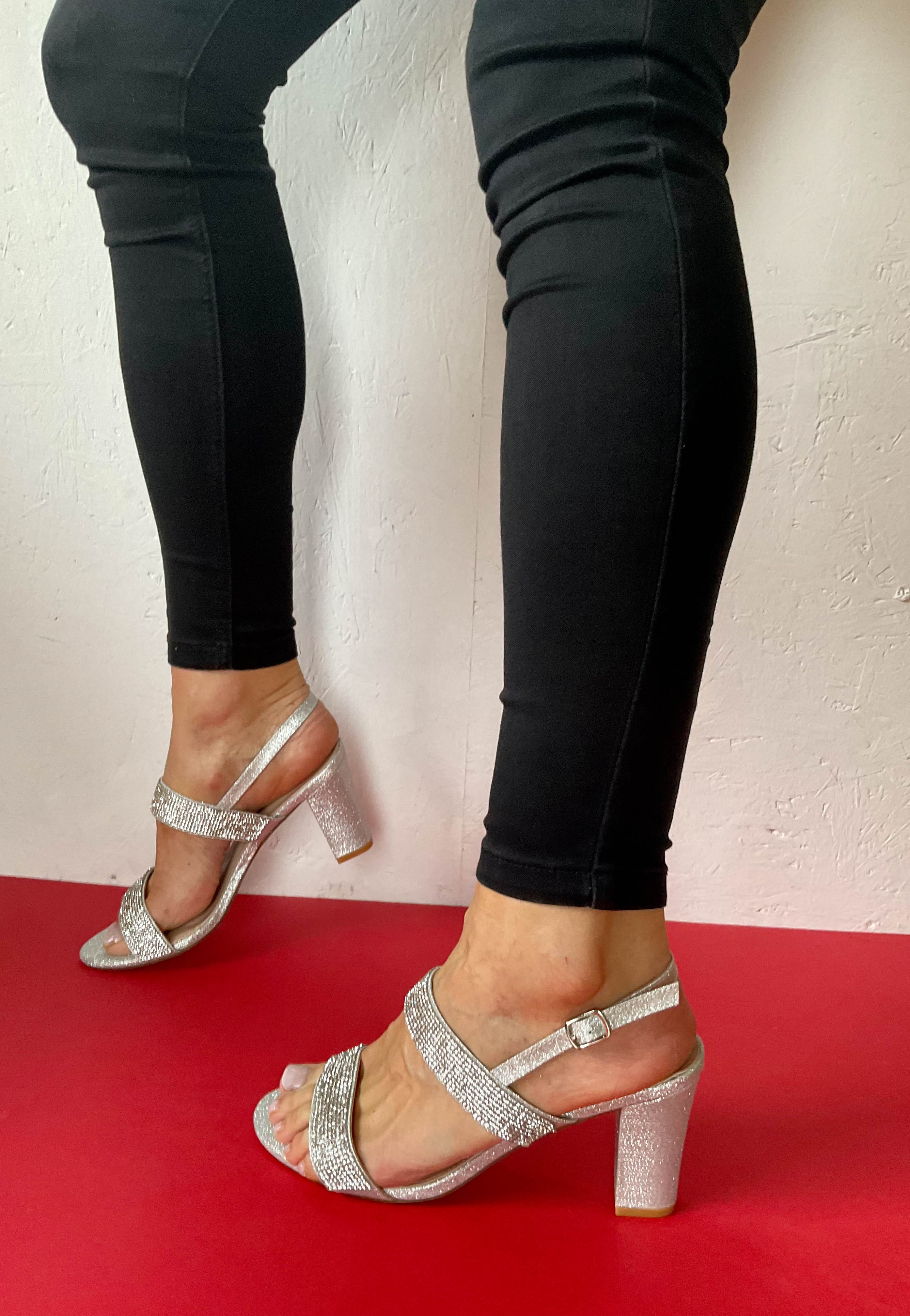 silver sling back sandals