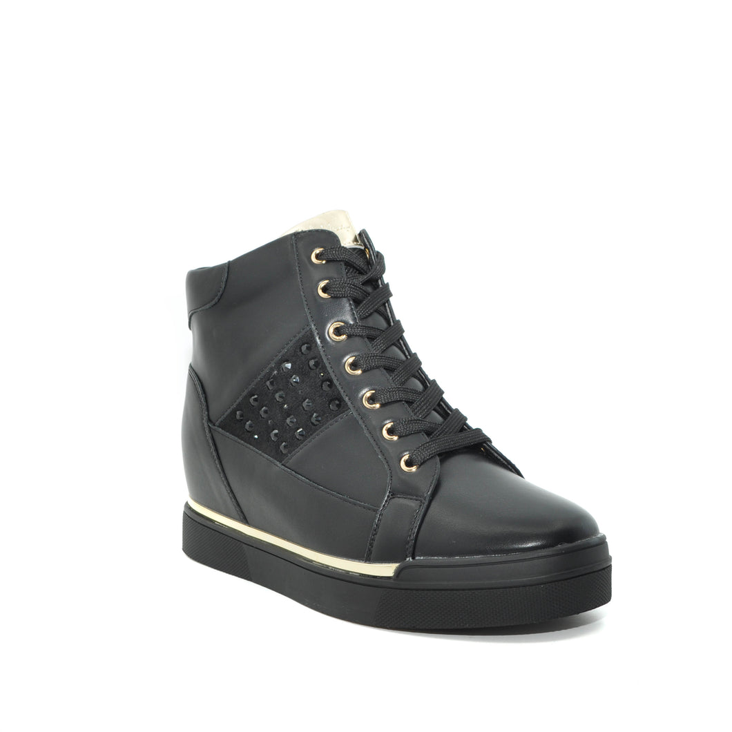 Una Healy black wedge boots