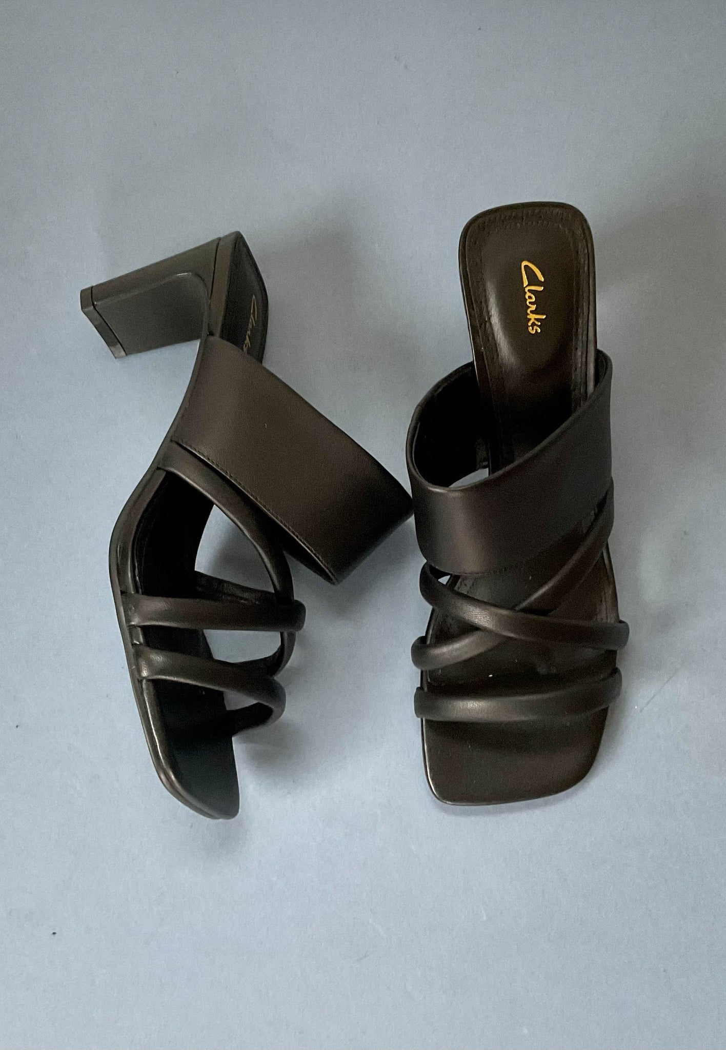 Clarks black sandals clearance heels