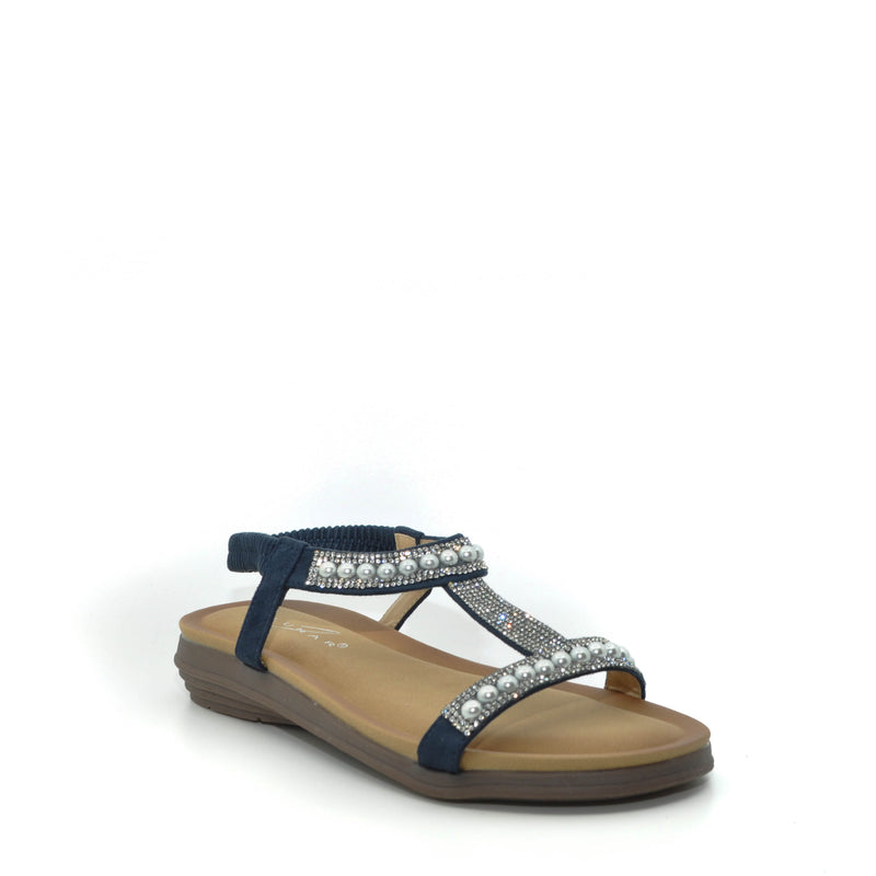 Load image into Gallery viewer, navy flat sandals lunar
