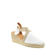 Load image into Gallery viewer, white leather espadrille sandals
